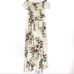 floral strapless high low dress